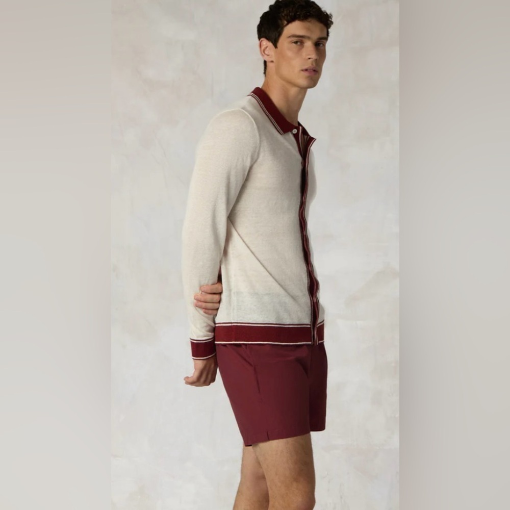 NWOT Onia Linen Long Sleeve Sweater Polo - Picture 4 of 14